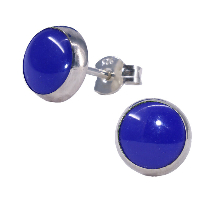 Navy Colored 8mm Sterling Silver Circle Posts - P8-LP