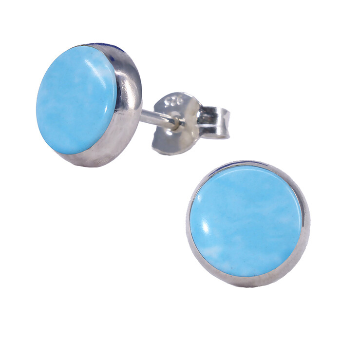 Sky Colored 8mm Sterling Silver Circle Posts - P8-LAR