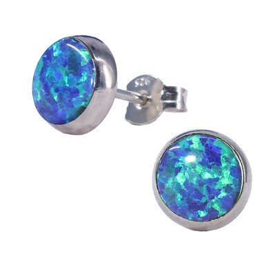 Opalescent 8mm Sterling Silver Circle Posts - P8-DGOP