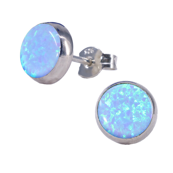 Opalescent 8mm Sterling Silver Circle Posts - P8-BOP