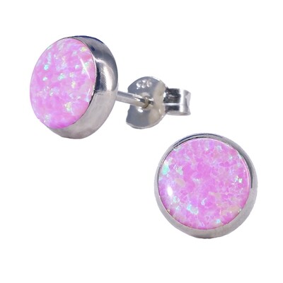 Opalescent 8mm Sterling Silver Circle Posts - P8-POP