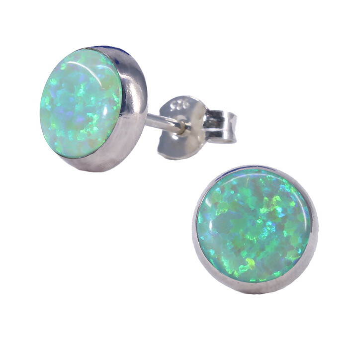 Opalescent 8mm Sterling Silver Circle Posts - P8-LGOP