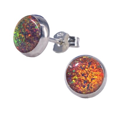 Opalescent 8mm Sterling Silver Circle Posts - P8-ROP