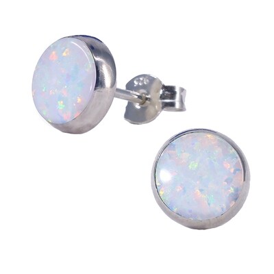 Opalescent 8mm Sterling Silver Circle Posts - P8-WOP