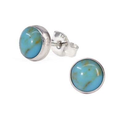 Turquoise Colored 6mm Sterling Silver Circle Posts - P6-TQ
