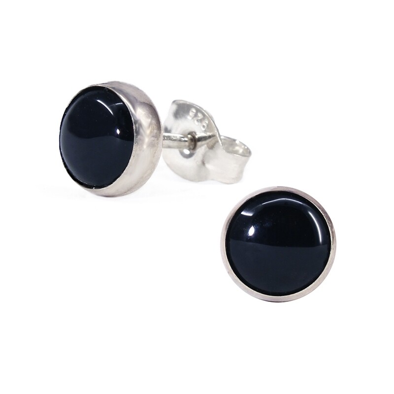 Black 6mm Sterling Silver Circle Posts - P6-BO