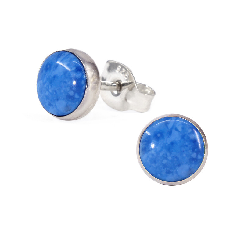 Denim Colored 6mm Sterling Silver Circle Posts - P6-DL