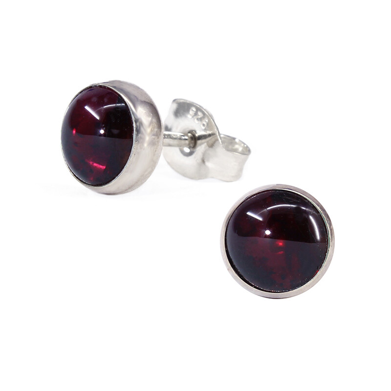 Garnet 6mm Sterling Silver Circle Posts - P6-GAR