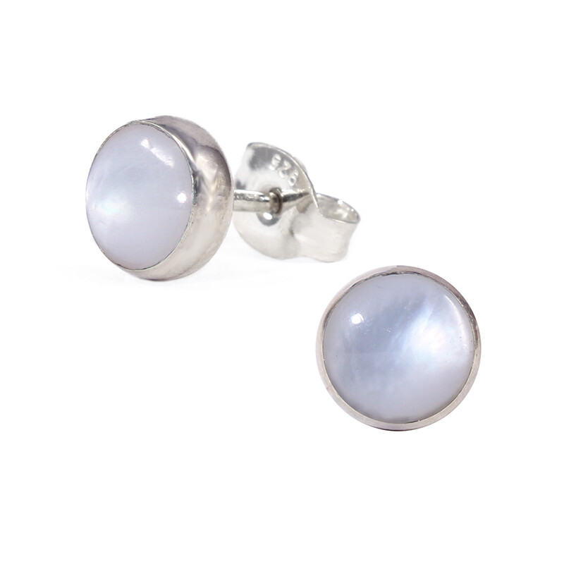 Mother of Pearl 6mm Sterling Silver Circle Posts - P6-MOP