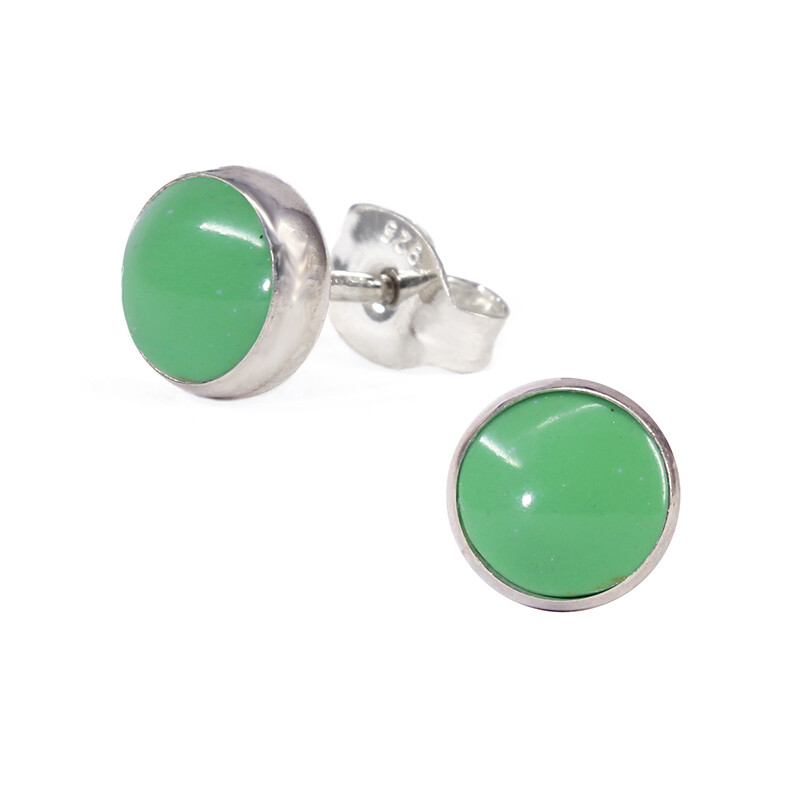 Gaspeite 6mm Sterling Silver Circle Posts - P6-GSP