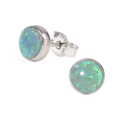Opalescent 6mm Sterling Silver Circle Posts - P6-LGOP