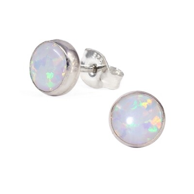 Opalescent 6mm Sterling Silver Circle Posts - P6-WOP
