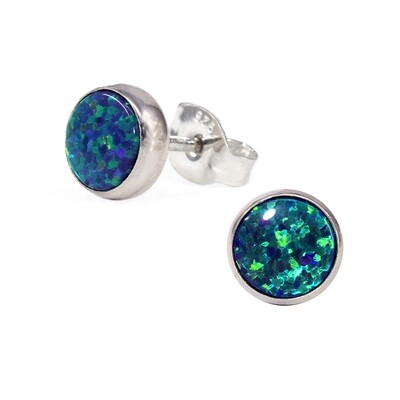 Opalescent 6mm Sterling Silver Circle Posts - P6-DGOP