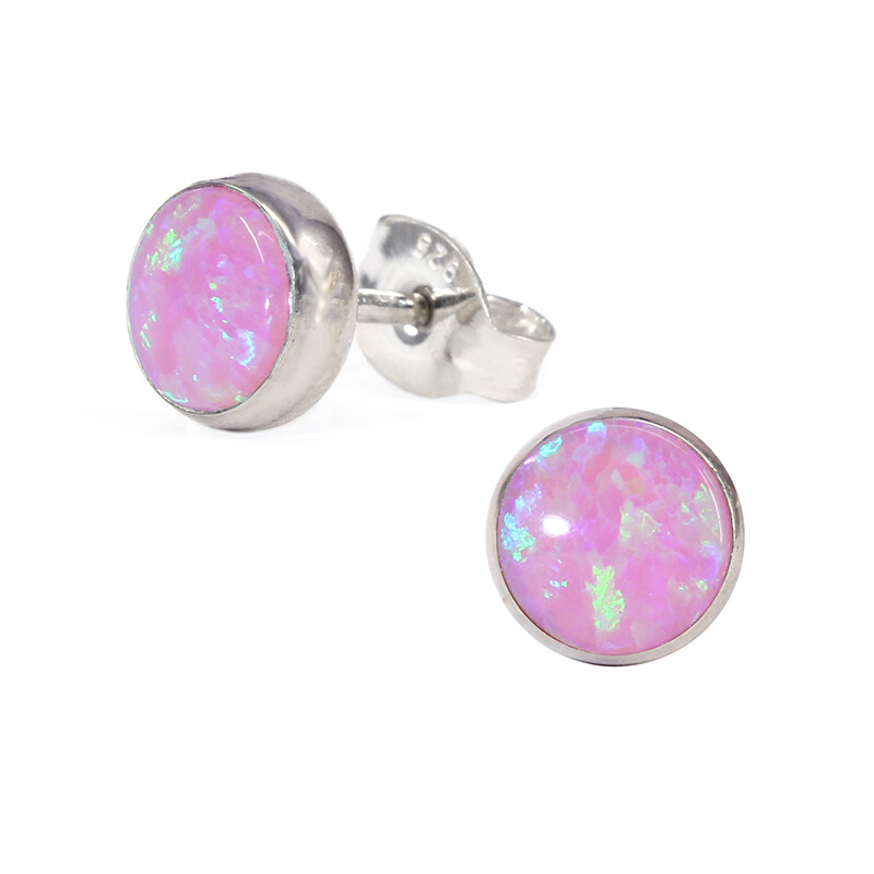 Opalescent 6mm Sterling Silver Circle Posts - P6-POP