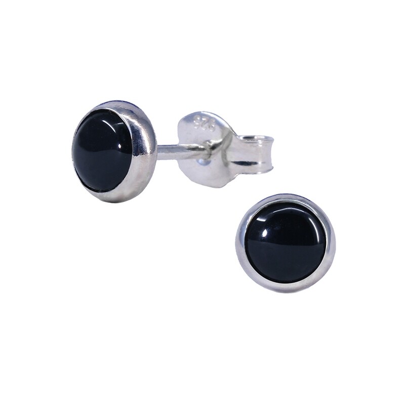 Black 5mm Sterling Silver Circle Posts - P5-BO