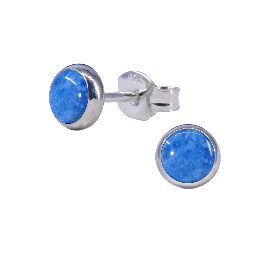Denim Colored 5mm Sterling Silver Circle Posts - P5-DL