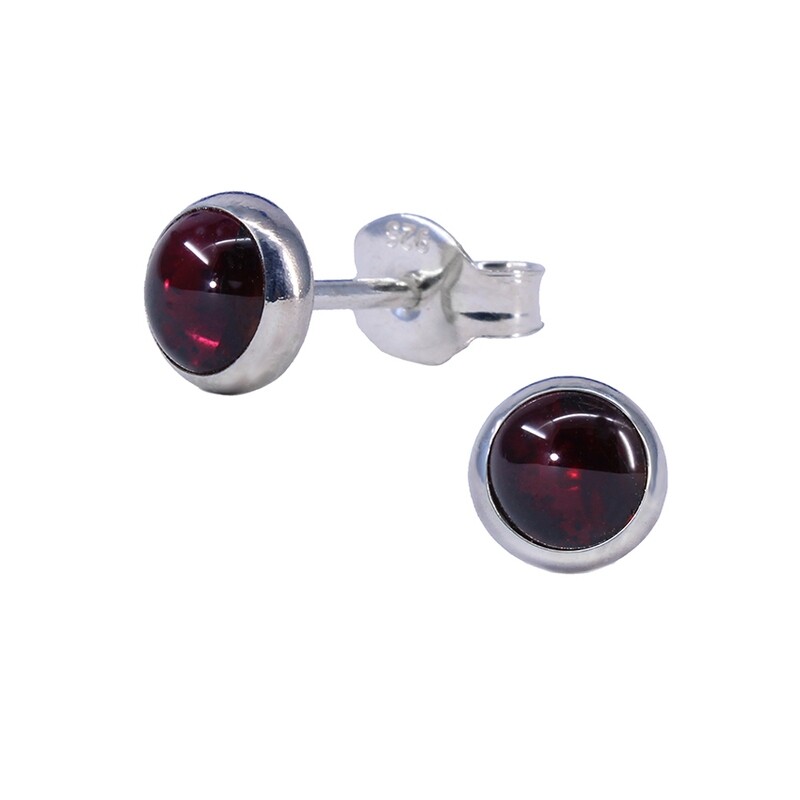 Garnet 5mm Sterling Silver Circle Posts - P5-GAR