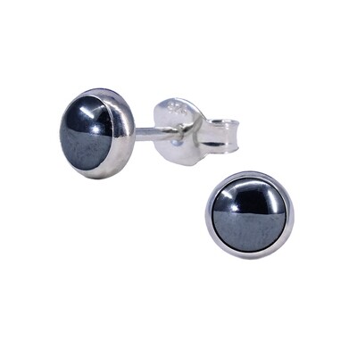 Hematite 5mm Sterling Silver Circle Posts - P5-HEM