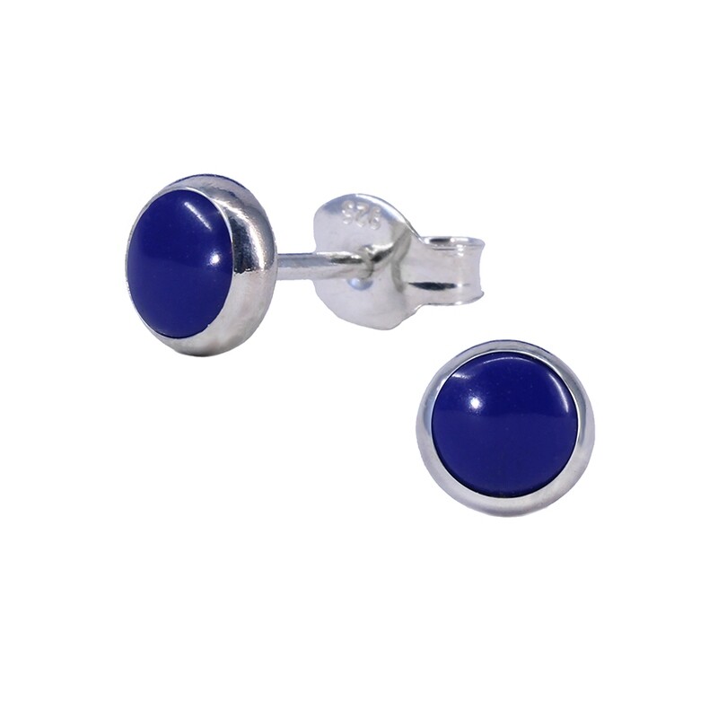 Navy 5mm Sterling Silver Circle Posts - P5-LP