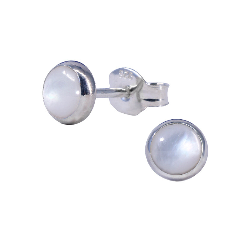 Mother of Pearl 5mm Sterling Silver Circle Posts - P5-MOP