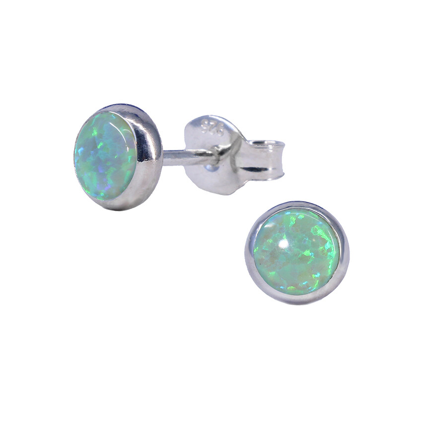 Opalescent 5mm Sterling Silver Circle Posts - P5-LGOP