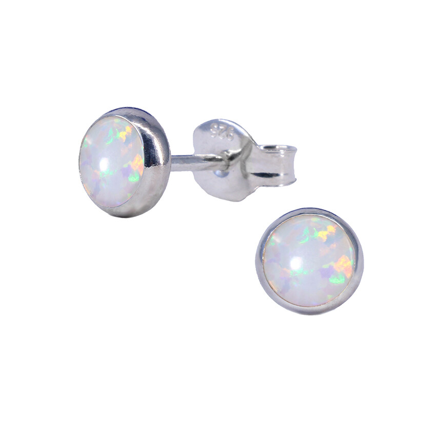 Opalescent 5mm Sterling Silver Circle Posts - P5-WOP