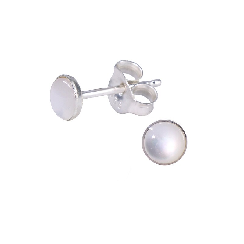 Mother of Pearl 4mm Sterling Silver Circle Posts - P4-MOP