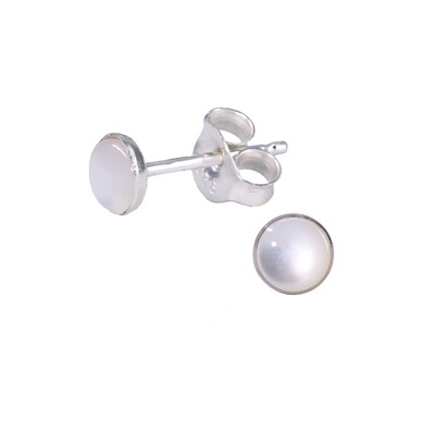 Mother of Pearl 4mm Sterling Silver Circle Posts - P4-MOP