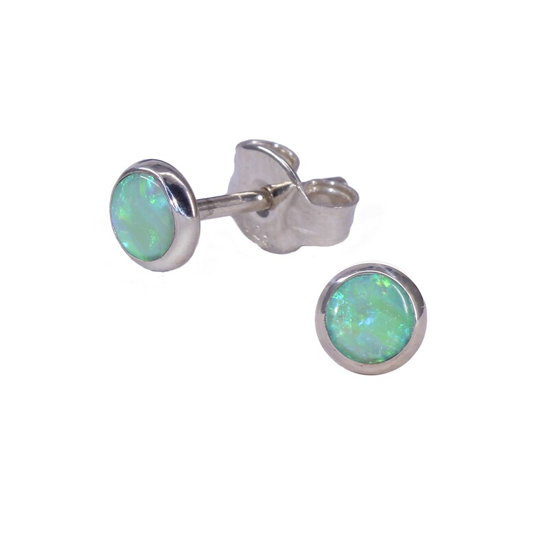 Opalescent 4mm Sterling Silver Circle Posts - P4-LGOP