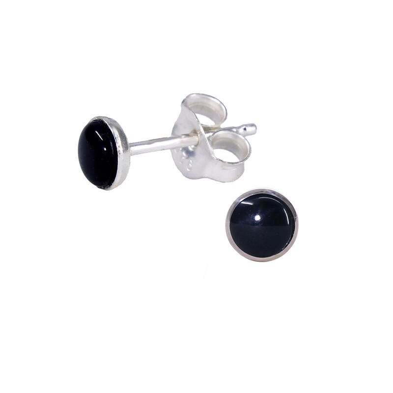 Black 4mm Sterling Silver Circle Posts - P4-BO