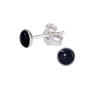 Black 4mm Sterling Silver Circle Posts - P4-BO