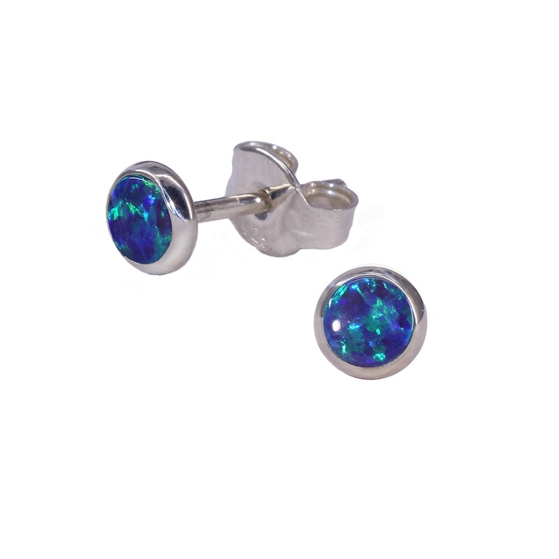 Opalescent 4mm Sterling Silver Circle Posts - P4-DGOP