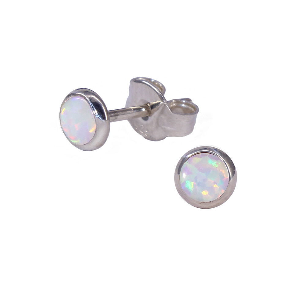 Opalescent 4mm Sterling Silver Circle Posts - P4-WOP