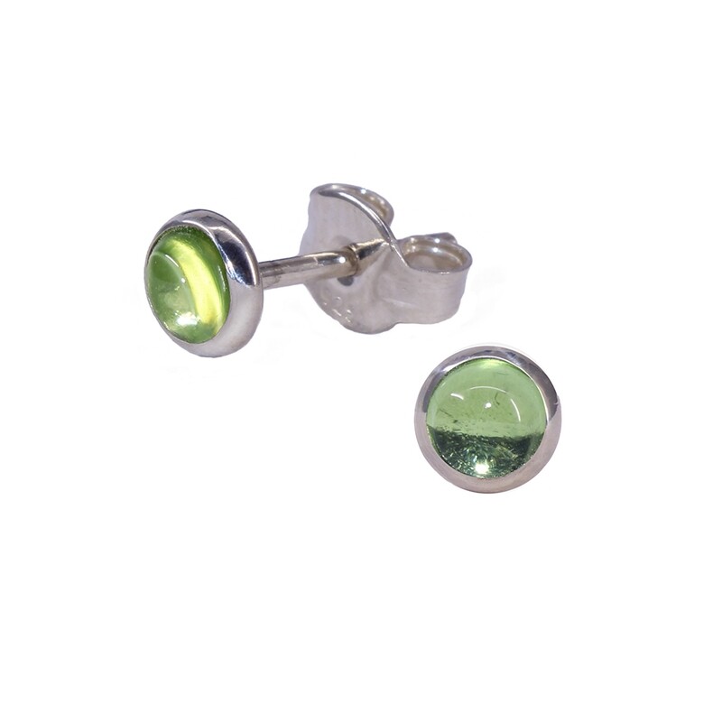 Peridot 4mm Sterling Silver Circle Posts - P4-PER