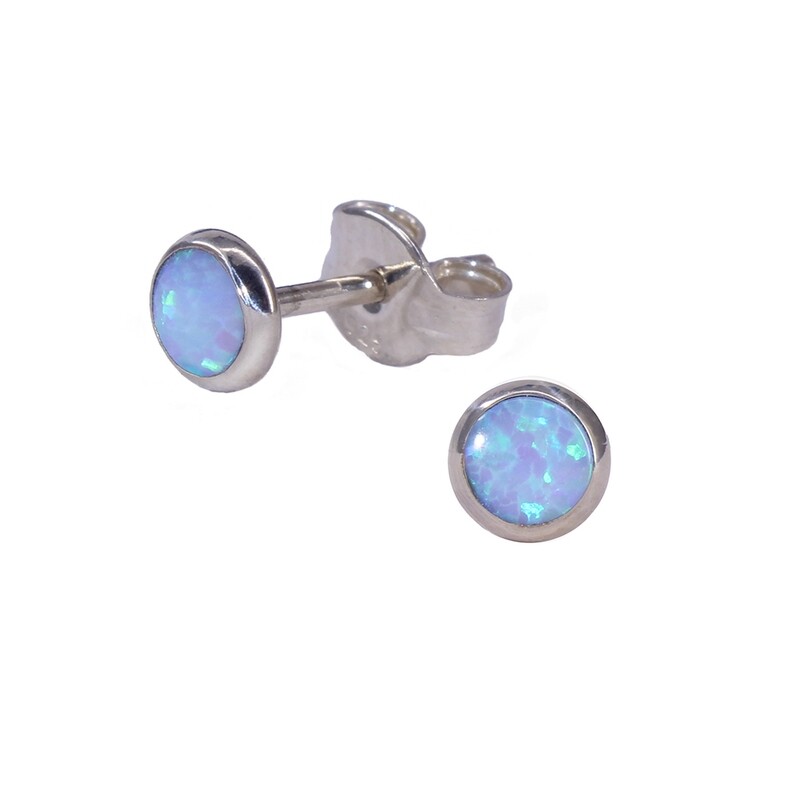 Opalescent 4mm Sterling Silver Circle Posts - P4-BOP