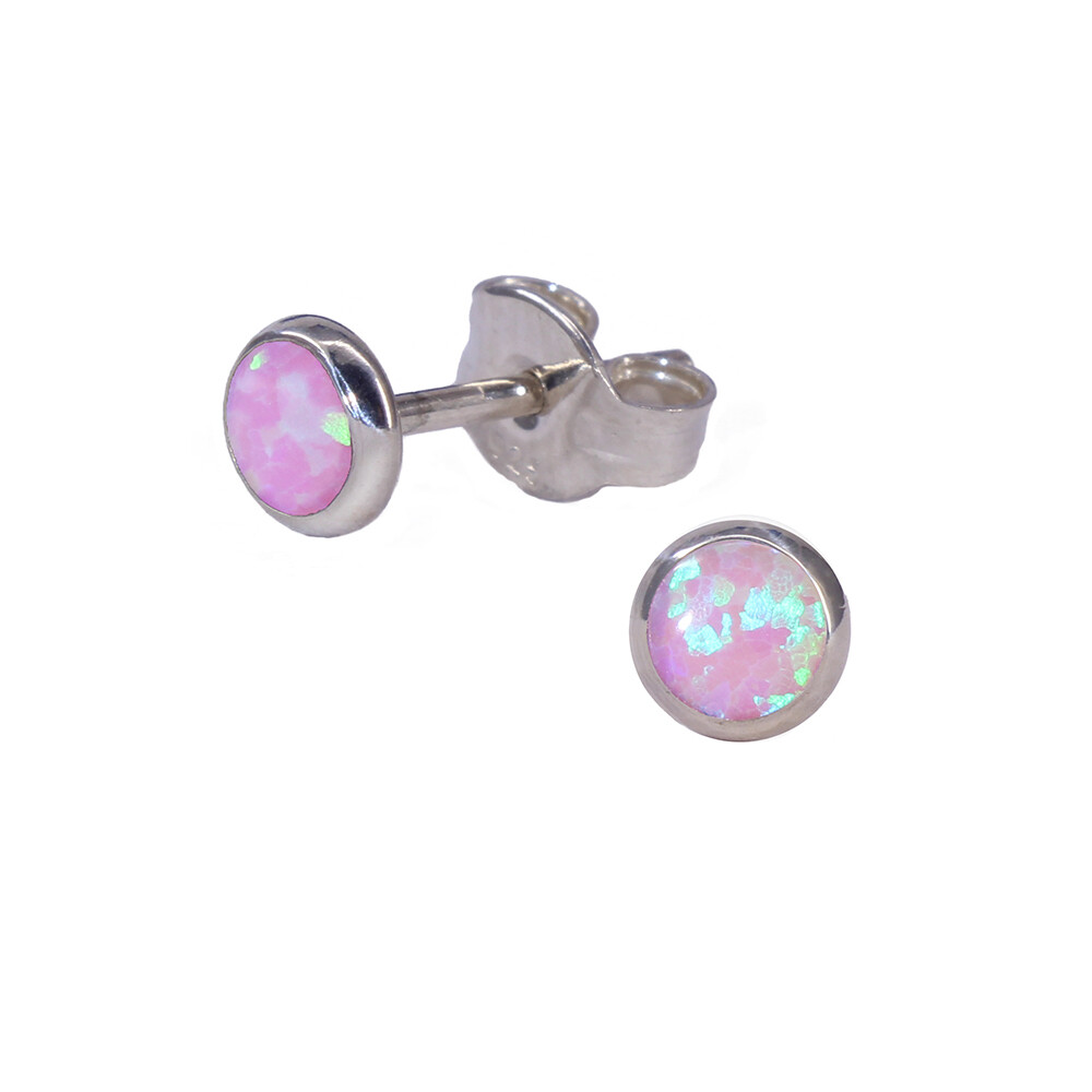 Opalescent 4mm Sterling Silver Circle Posts - P4-POP