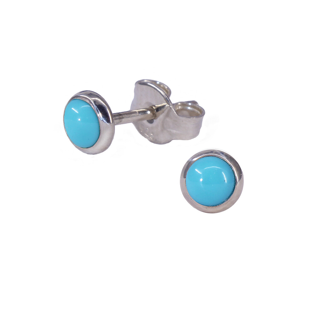 Turquoise Colored 4mm Sterling Silver Circle Posts - P4-TQ