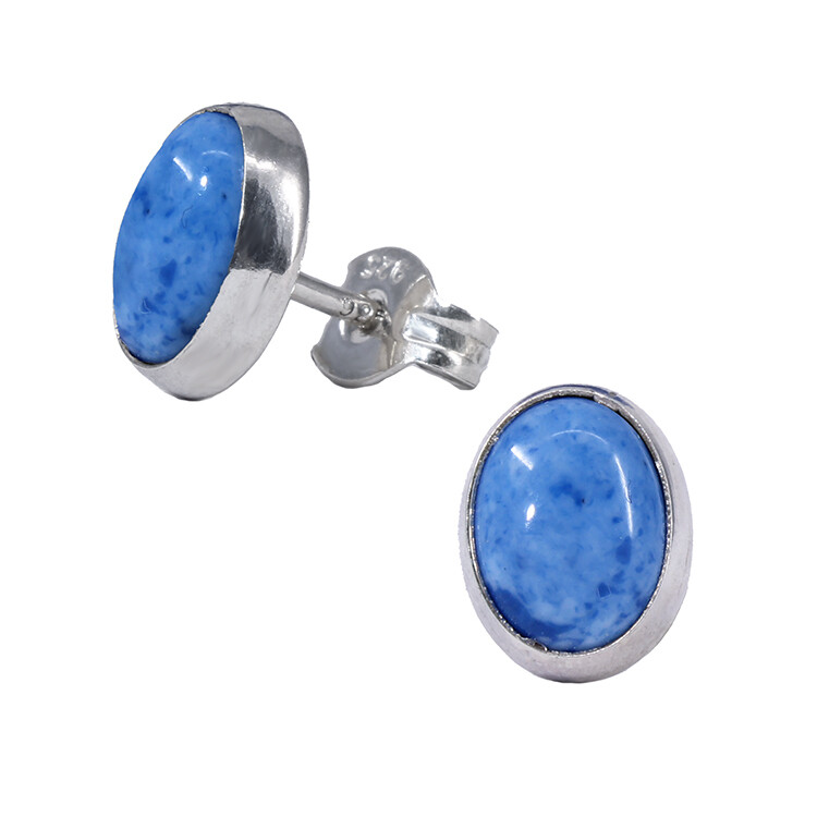 Denim Colored 6x8mm Sterling Silver Oval Posts - P11-DL