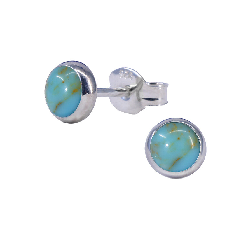 Turquoise Colored 5mm Sterling Silver Circle Posts - P5-TQ