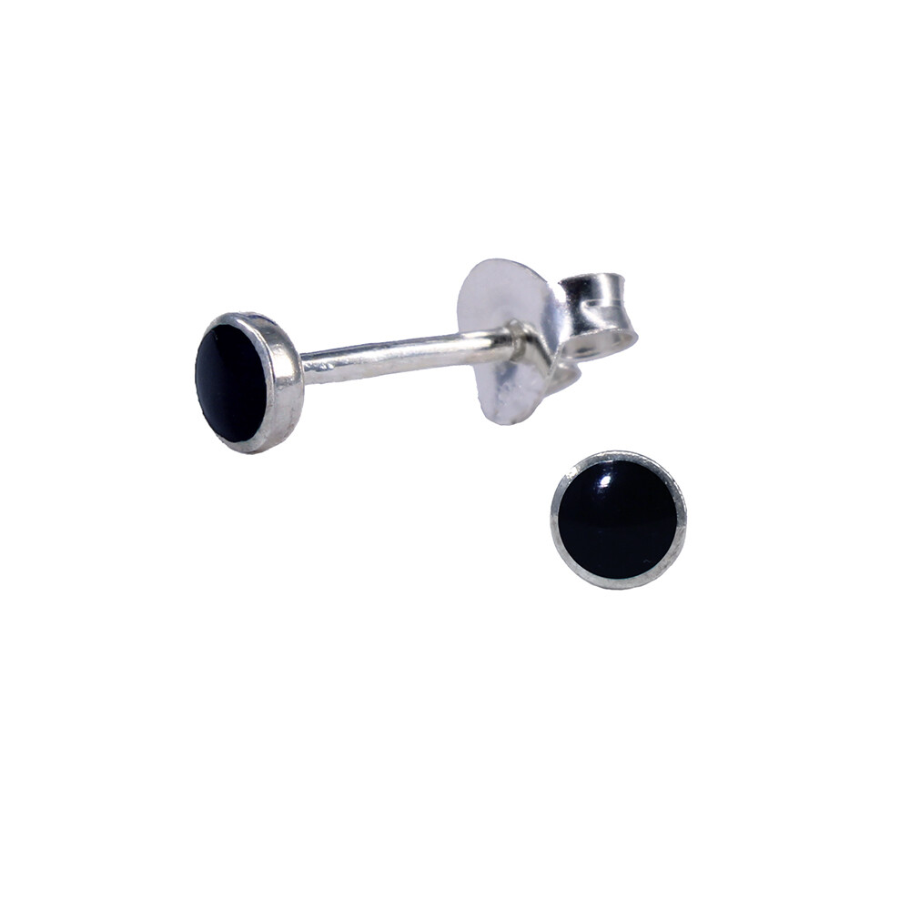 Black 3mm Sterling Silver Circle Post - #301