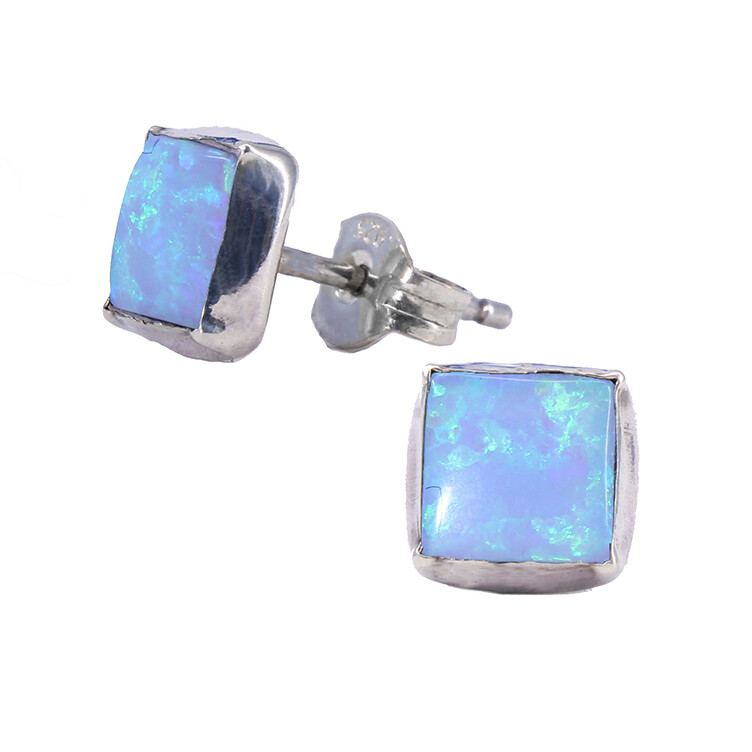 Opalescent 6mm Sterling Silver Square Posts - P7-BOP