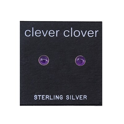 Amethyst 4mm Sterling Silver Circle Posts - P4-AMY