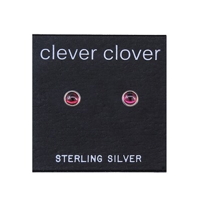 Garnet 4mm Sterling Silver Circle Posts - P4-GAR