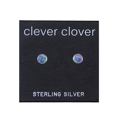 Opalescent 4mm Sterling Silver Circle Posts - P4-DGOP