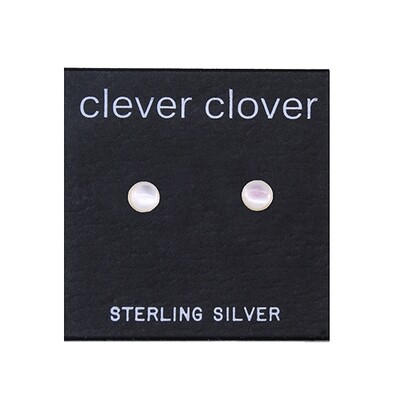 Mother of Pearl 4mm Sterling Silver Circle Posts - P4-MOP