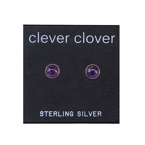 Amethyst 5mm Sterling Silver Circle Posts - P5-AMY