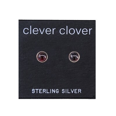 Garnet 5mm Sterling Silver Circle Posts - P5-GAR