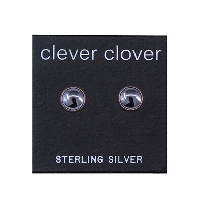 Hematite 6mm Sterling Silver Circle Posts - P6-HEM