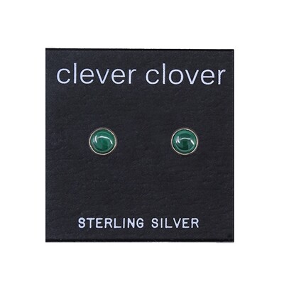 Malachite 5mm Sterling Silver Circle Posts - P5-MAL