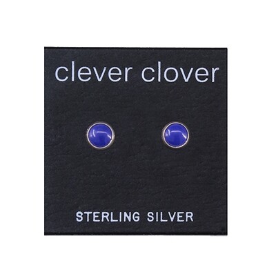 Navy 5mm Sterling Silver Circle Posts - P5-LP